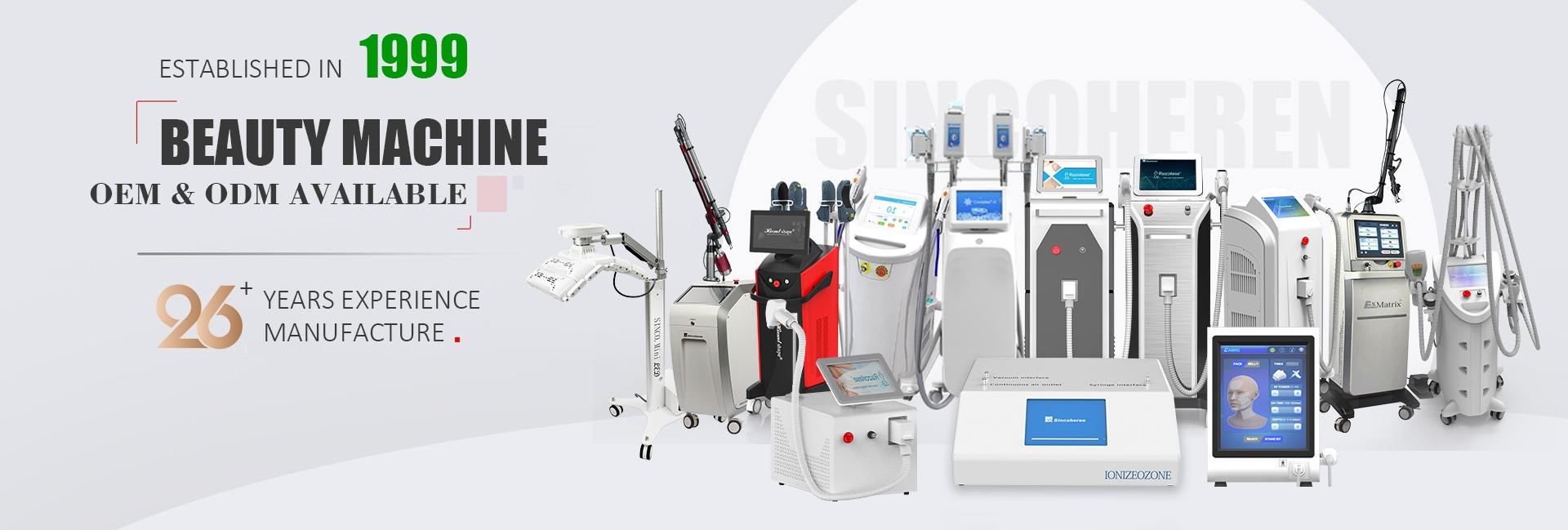 Sincoheren aesthetic equipment range - manufacturer banner